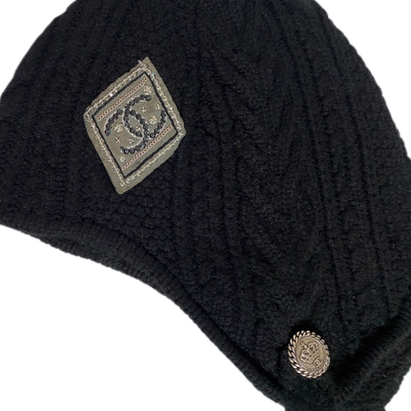 COPY - Rare Cashmere Chanel Knit Hat with Swarovski Crystals - Picture 2 of 7